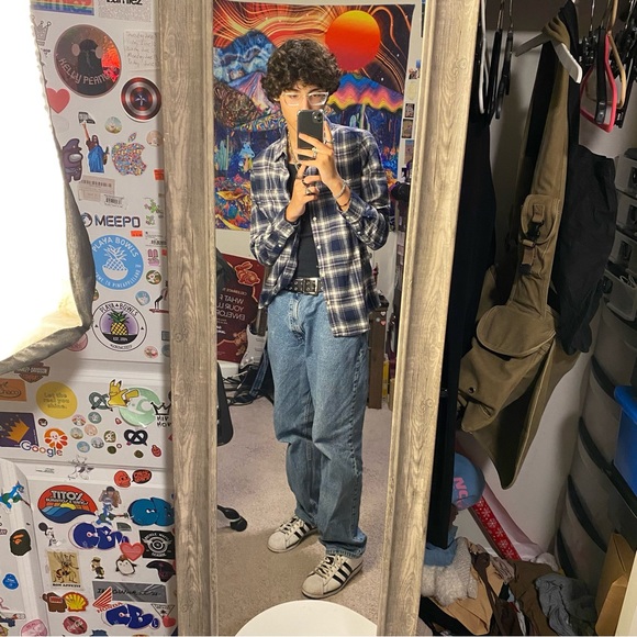 Blue Button Up flannel - Picture 3 of 5